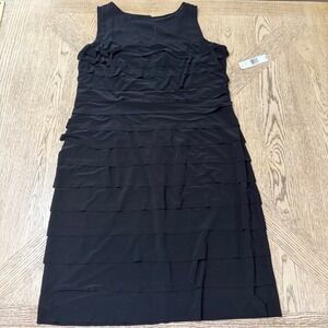 ND New Directions Black Tiered Ruffle Sheath Dress‎ Size 12